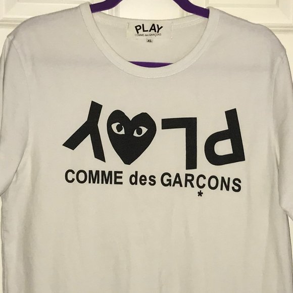 COMME DES GARÇONS PLAY PLAY - Logo Short Sleeve T Shirt - Size XL - CDG - Picture 8 of 15